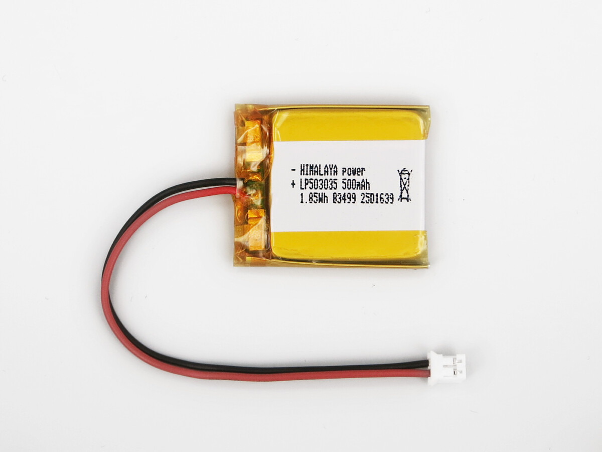 LiPo-Batteri, Lithium-Ion Polymer batteri 3,7V 500mAh med JST-PHR-2 stik LP503035