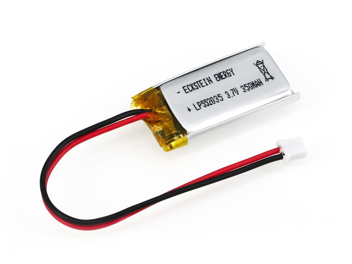 LiPo-Batteri, Lithium-Ion Polymer batteri, 3,7V 350mAh med JST-PHR-2 stik, LP552035