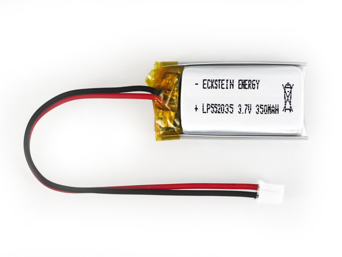 LiPo-Batteri, Lithium-Ion Polymer batteri, 3,7V 350mAh med JST-PHR-2 stik, LP552035