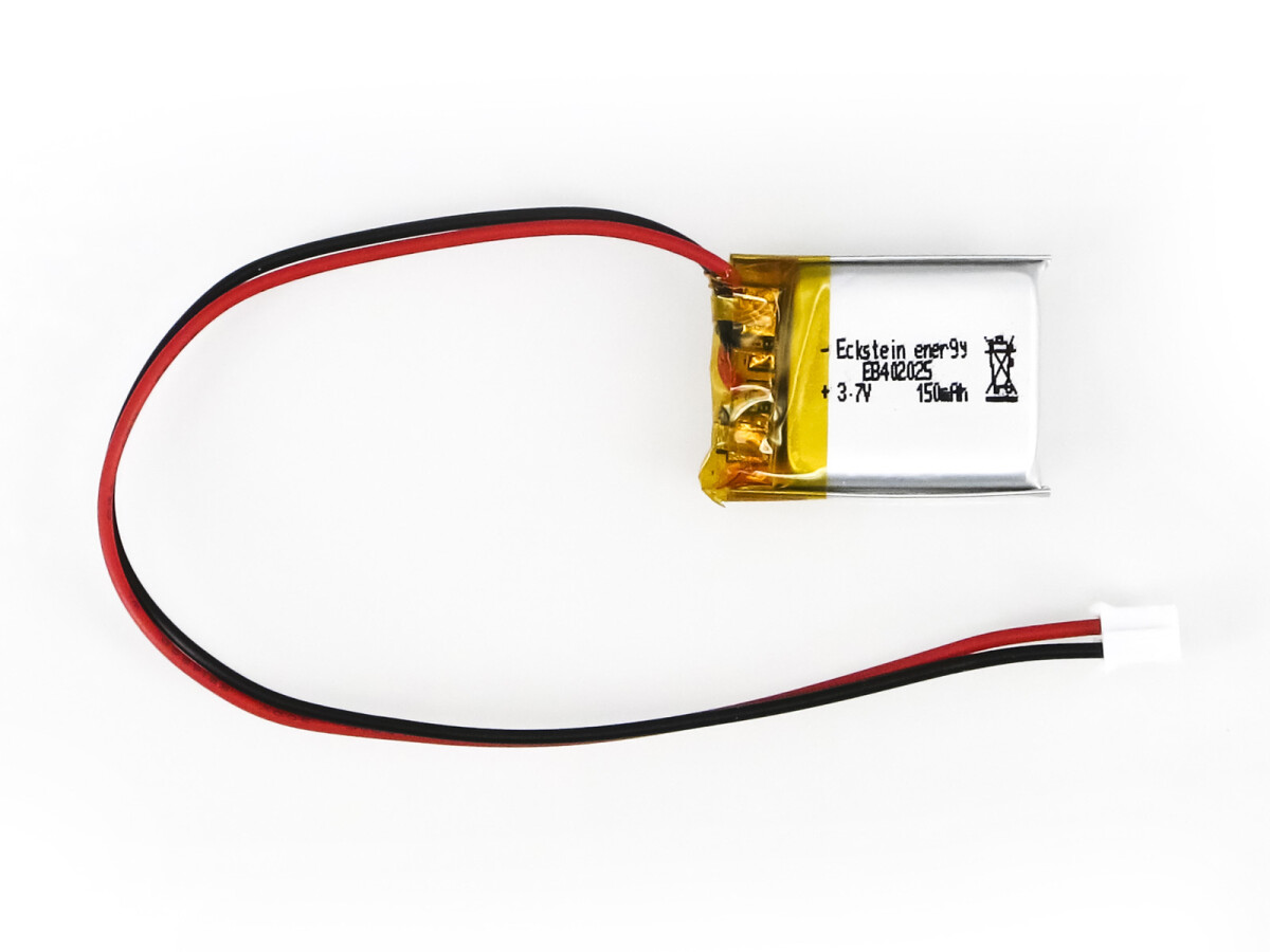 LiPo-Batteri, Lithium-Ion Polymer batteri, 3,7V 150mAh med JST-PHR-2 stik, LP402025