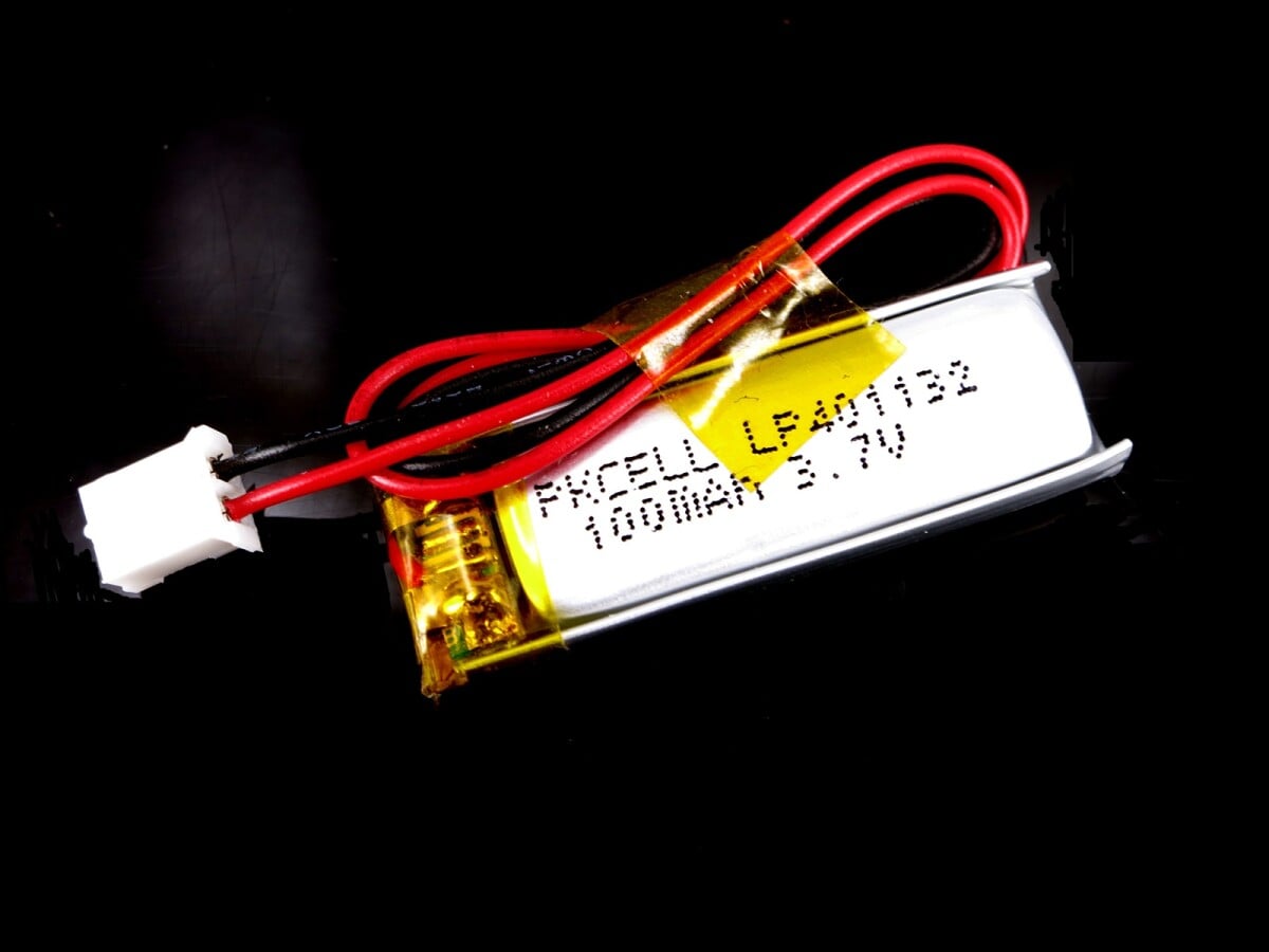 LiPo-Batteri, Lithium-Ion Polymer batteri, 3,7V 105mAh med JST-PHR-2 stik, LP401230