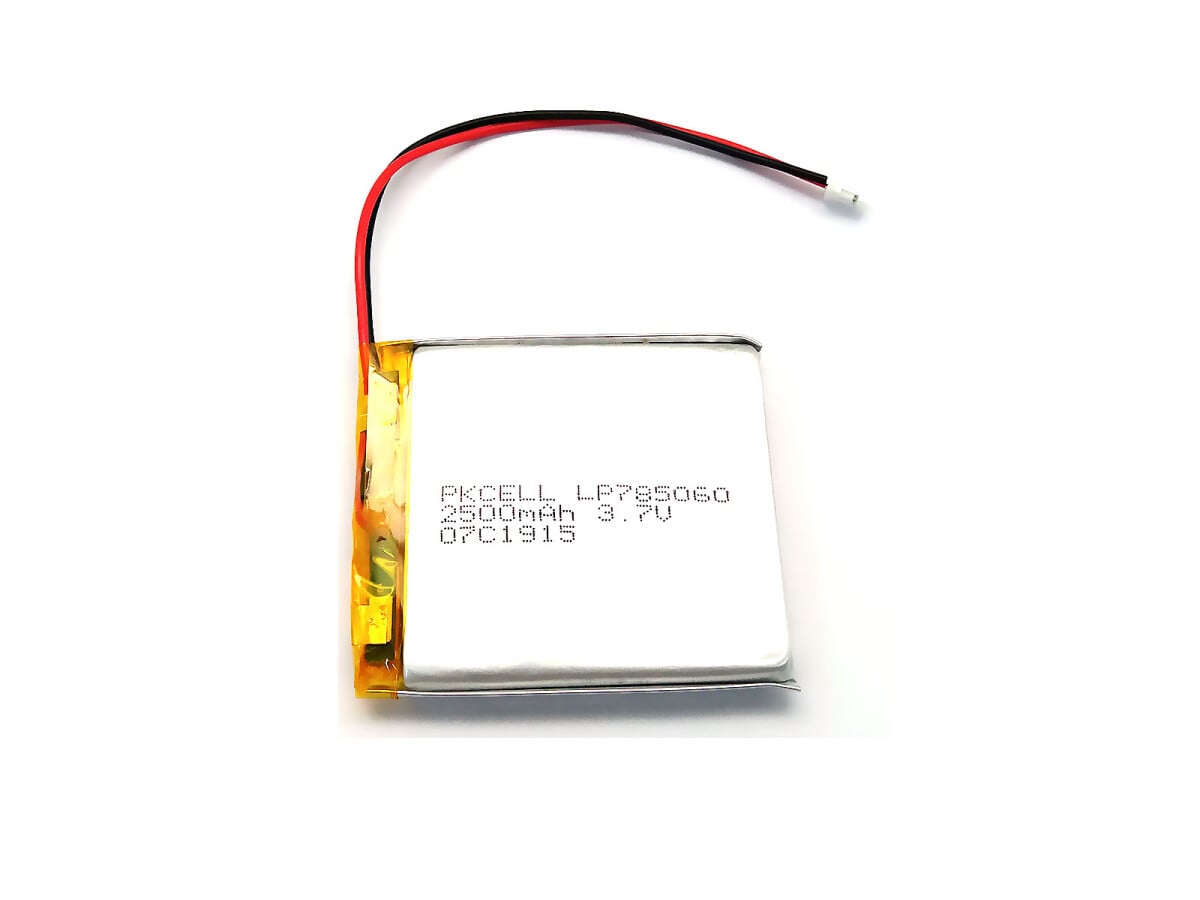 LiPo-Batteri, Lithium-Ion Polymer batteri, 3,7V 2500mAh med JST-PHR-2 stik LP785060