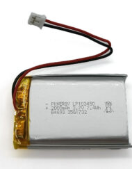 LiPo-Batteri, Lithium-Ion Polymer batteri, 3,7V 2000mAh med JST-PHR-2 stik, LP103450