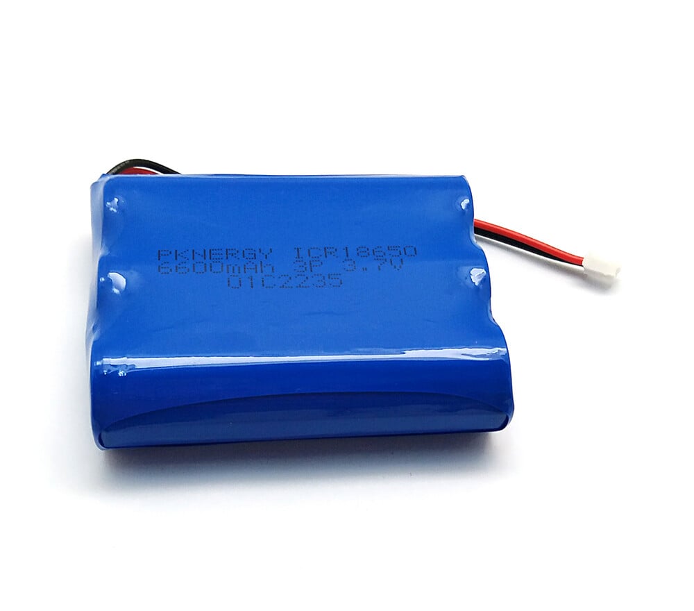 Li-Ion batteri, Lithium Ionen batteripakke, ICR18650 3.7V 6600mAh med JST-PHR-2 stik