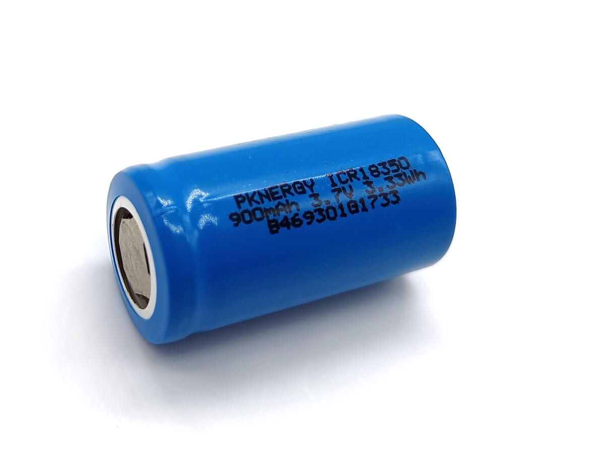 Li-Ion akku, Lithium Ionen batteri, ICR18350 3.7V 900mAh uden beskyttelsesmodul og stik