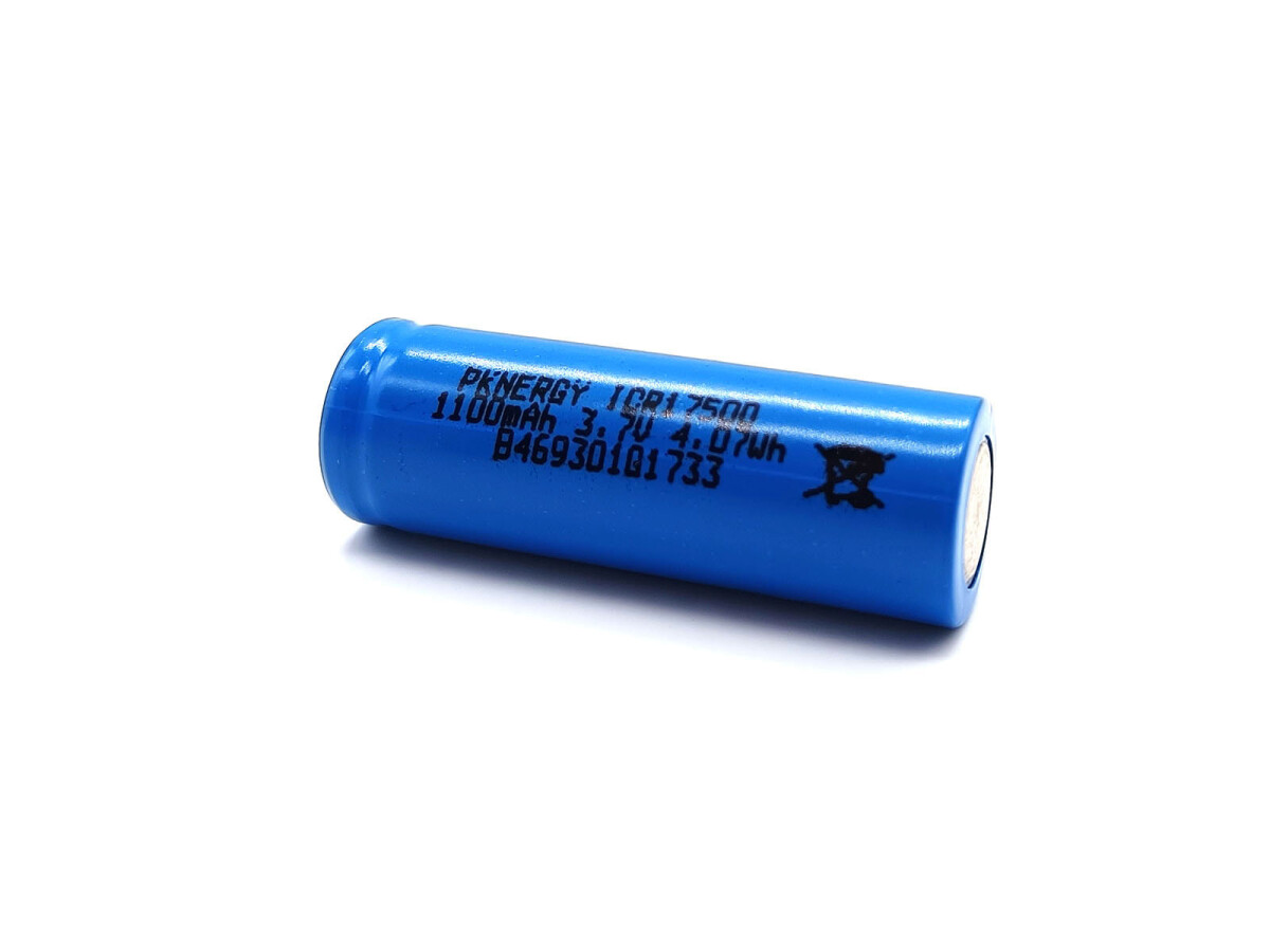 Li-Ion-Akku, Lithium-Ionen-Batterie, ICR17500 3.7V 1100mAh, uden beskyttelsesmodul og stik