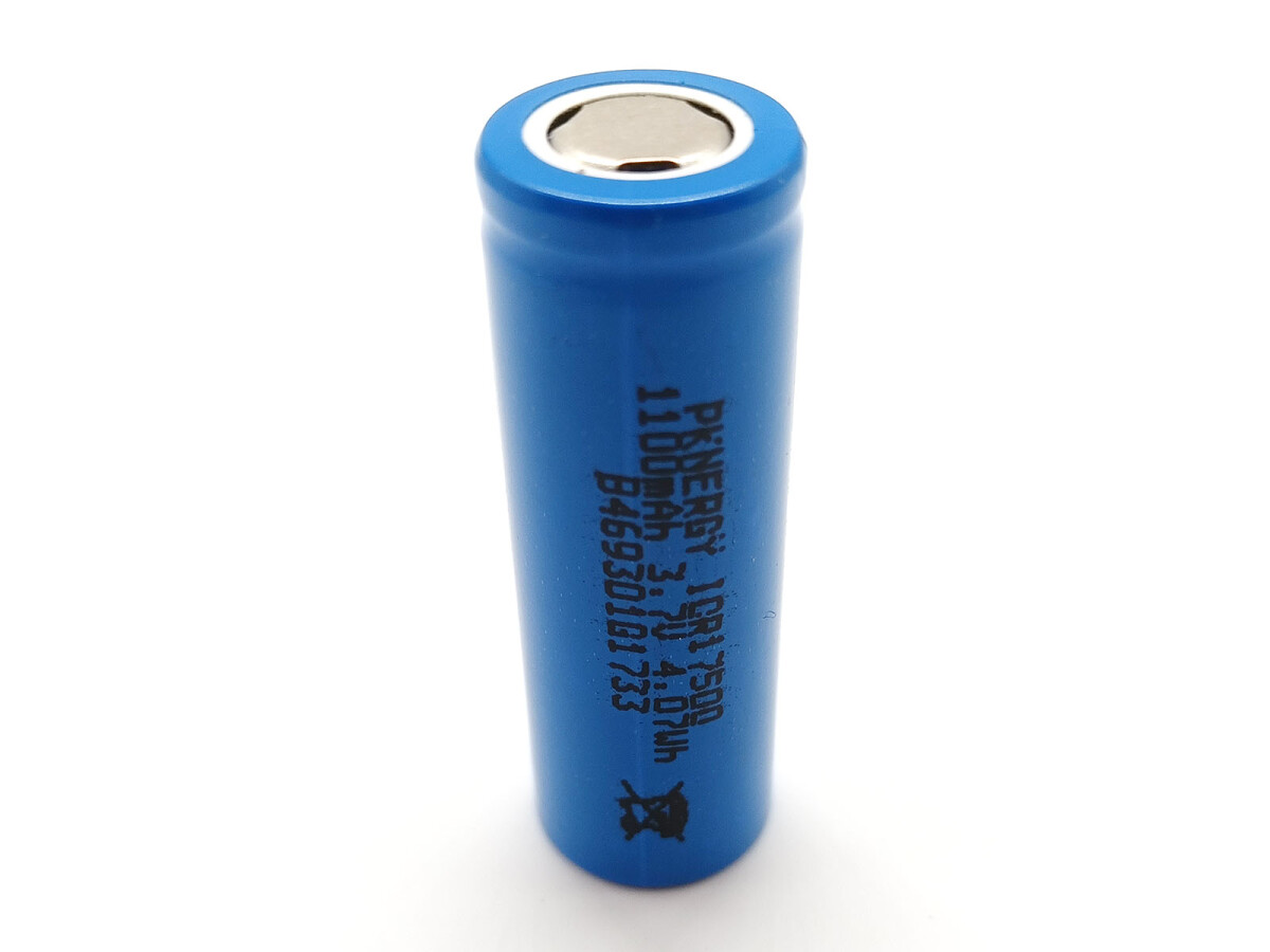 Li-Ion-Akku, Lithium-Ionen-Batterie, ICR17500 3.7V 1100mAh, uden beskyttelsesmodul og stik