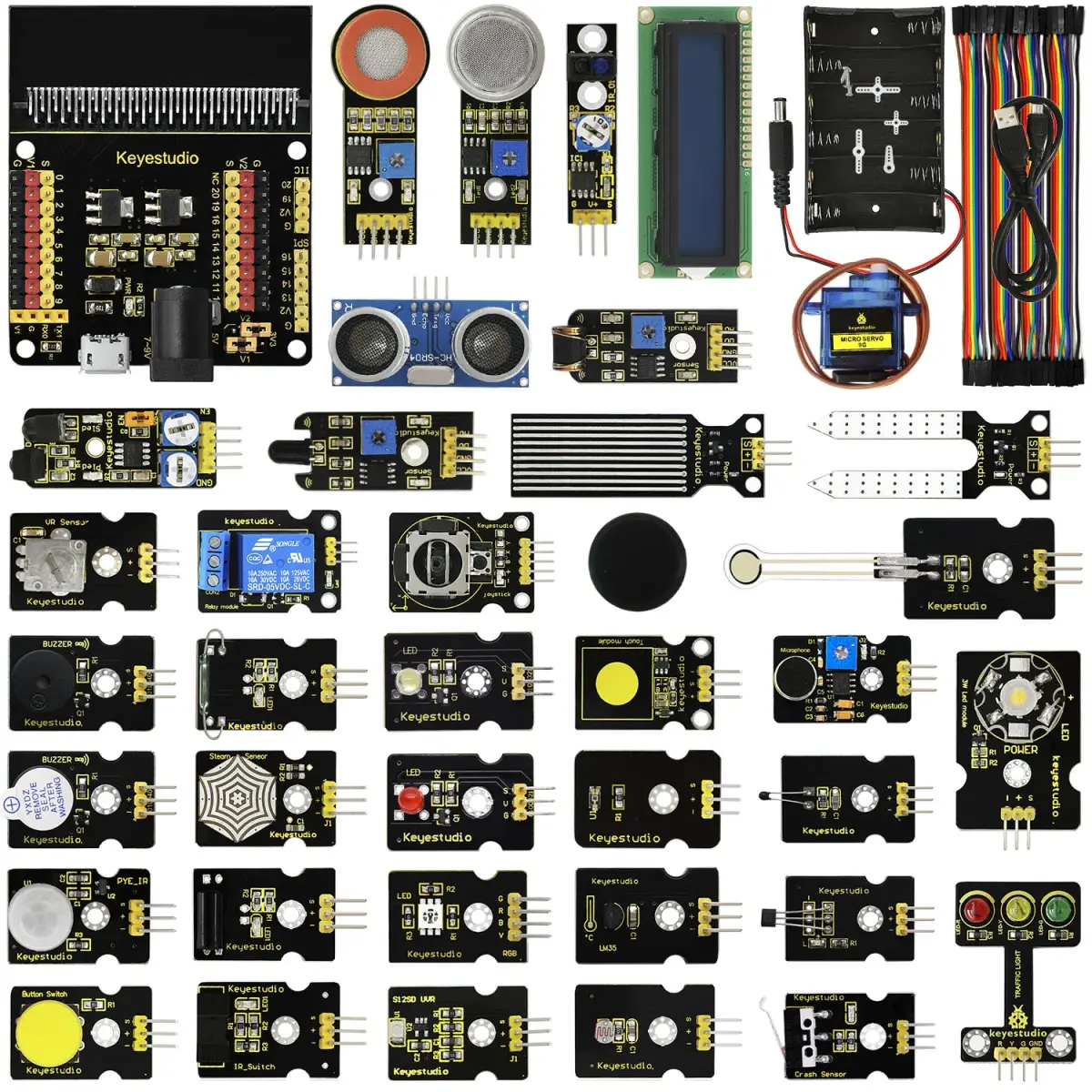 Keyestudio Micro Bit 37-i-1 sensor starter kit til BBC Micro:Bit (ingen Micro Bit-kort)